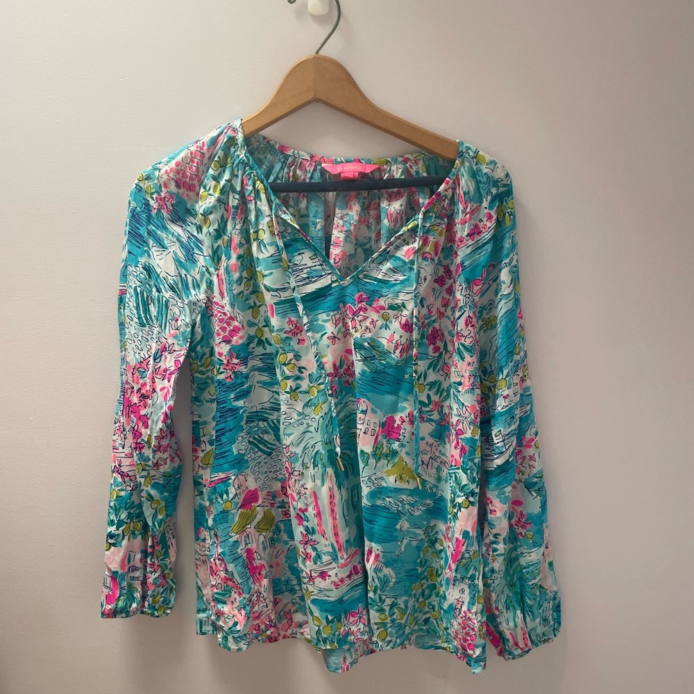 Lilly Pulitzer Willa Tunic Postcards in Positano Size Small